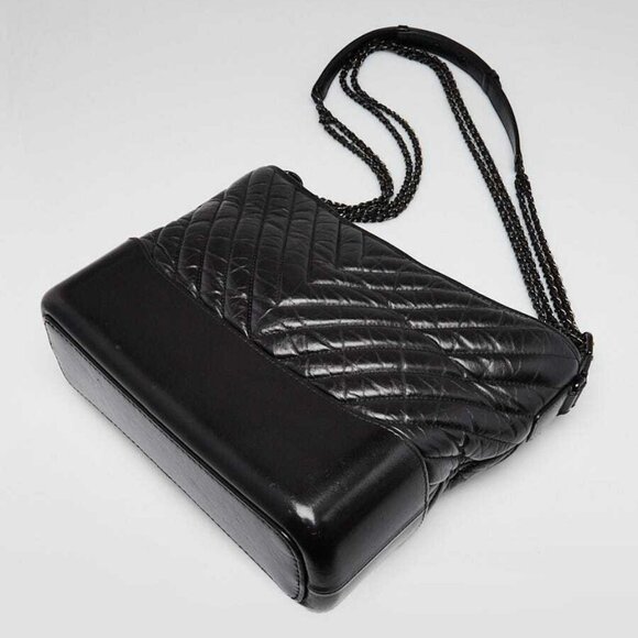 Chanel Black Chevron Quilted Leather So Black Medium Gabrielle Bag - Picture 2 of 10